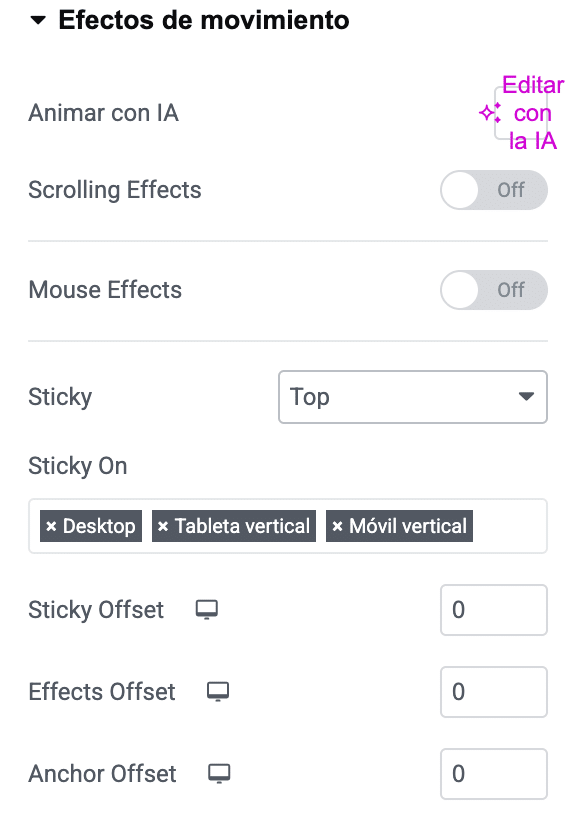 Cabecera fija en Elementor-11