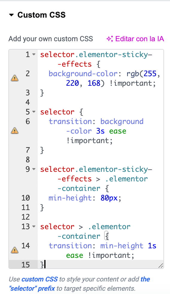 Cabecera fija en Elementor-14