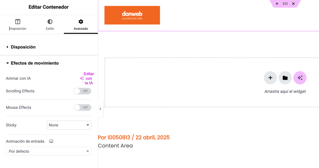 Cabercera fija en Elementor-10