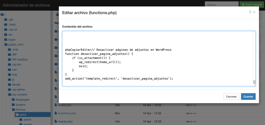 desactivar páginas de adjuntos en WordPress-6